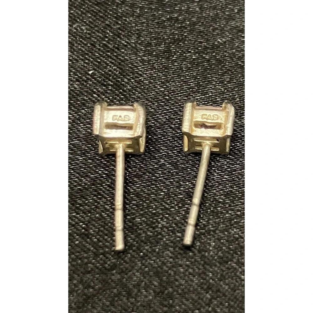 925 Sterling Silver Princess Cut Stud Pink Topaz October Birthstone Earrings